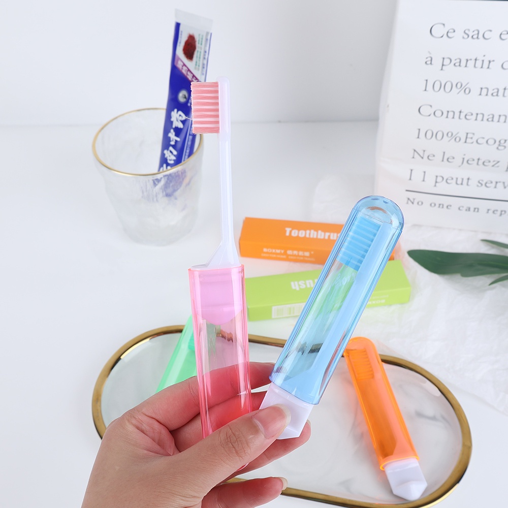 1 Bàn Chải Đánh Răng Lông Mềm Chống Bụi Có Thể Gấp Gọn Mang Đi Du Lịch Tiện Lợi