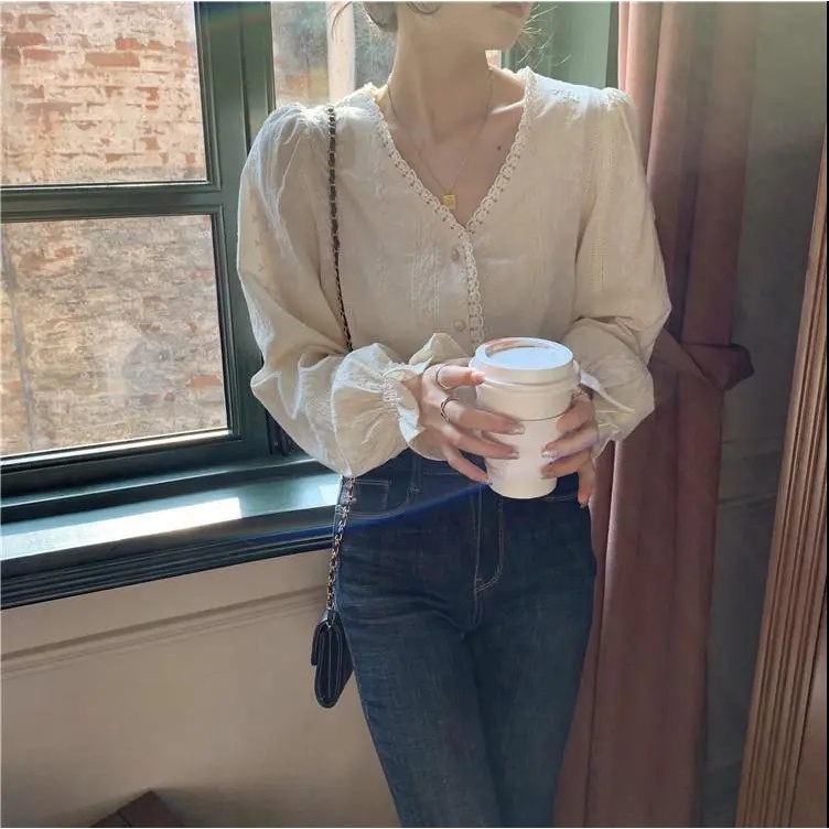 Áo Sơ Mi Tay Dài Phong Cách Pháp Thời Trang Sang Trọng Cho Nữ