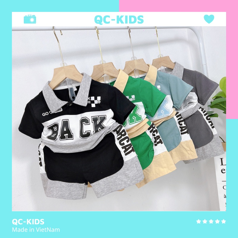 Bộ cộc tay bé trai, sét bộ cộc tay BACK cổ bẻ cho bé 8-18kg