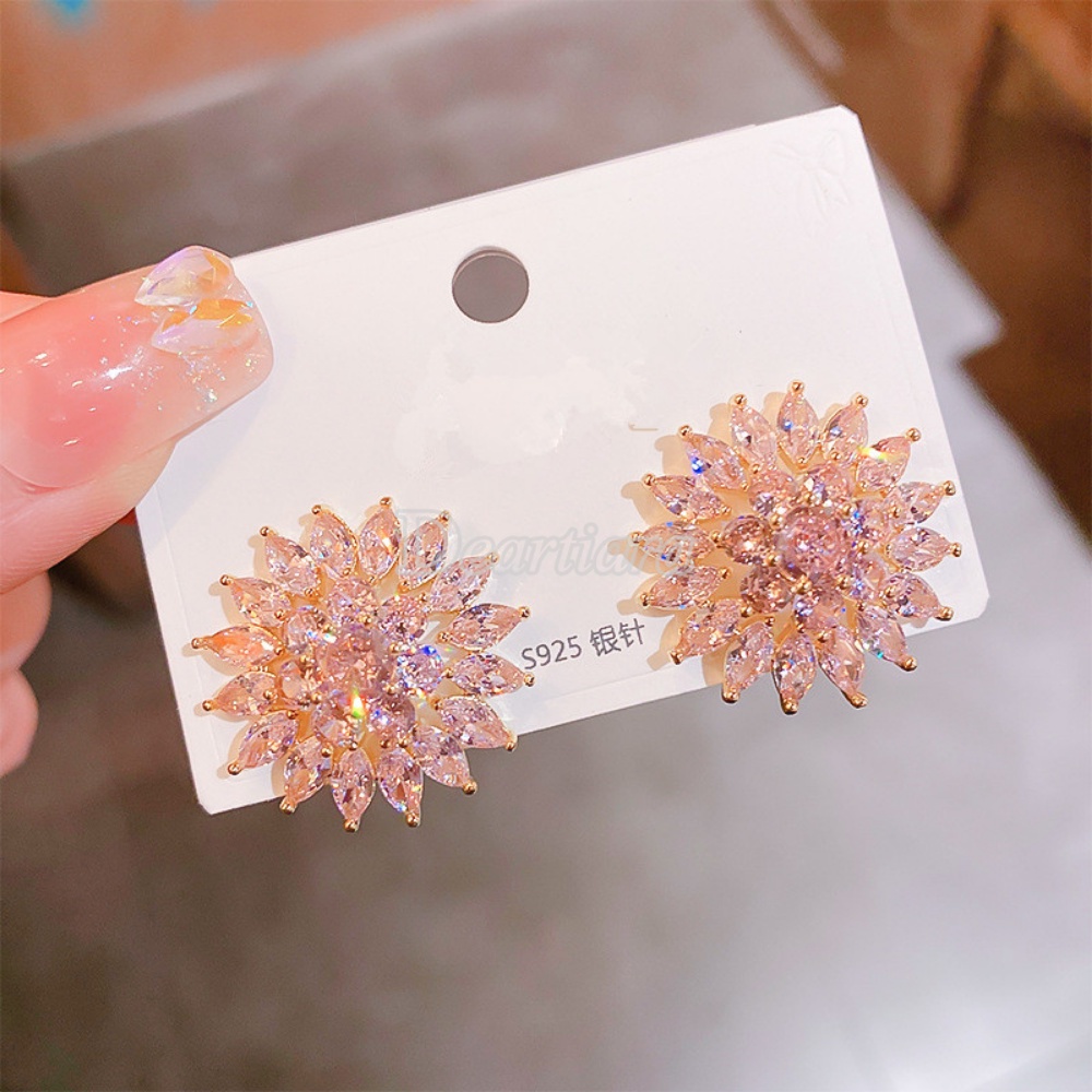 Khuyên Tai Hoa Hướng Dương Đính Đá Zircon Cao Cấp Sang Trọng