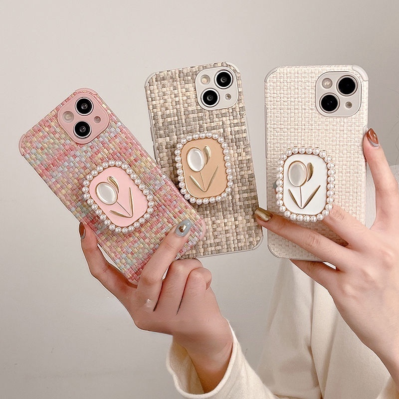 Ốp Điện Thoại Có Giá Đỡ Hình Hoa Tulip Cho IPhone 12 13 14 11 Pro Max X Xs Max Xr Bgvgb