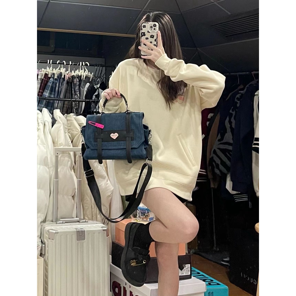 Túi Xách Denim Thời Trang Hàn Quốc Phong Cách Retro Đơn Giản