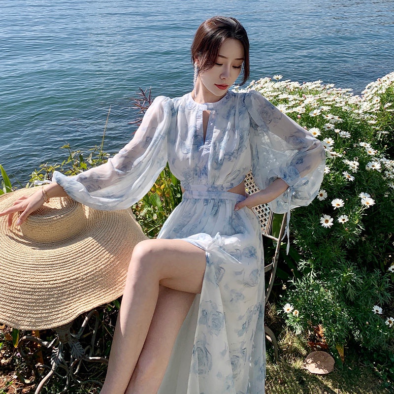 IELGY  Đầm Hai Dây Dáng Dài Họa Tiết Ca Rô Thời Trang Pháp Cho Nữ