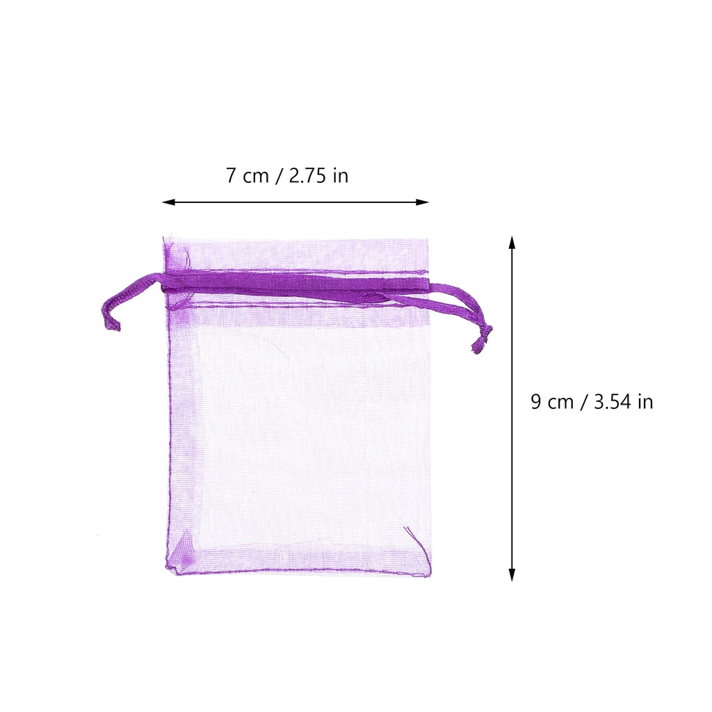Set 100 Túi Đựng Kẹo Bằng Vải Organza Có Dây Rút Màu Tím Đậm