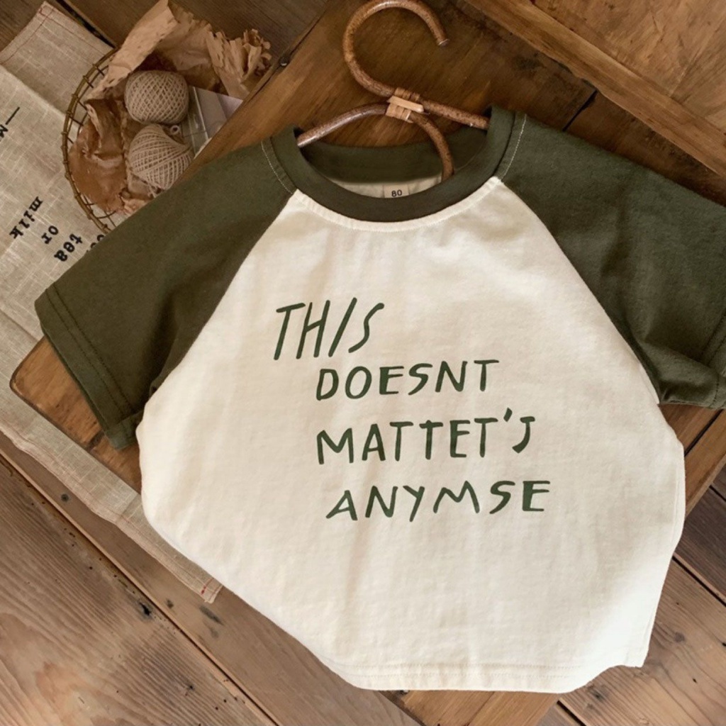 MNGRL Áo Thun Cotton Tay Ngắn Cổ Tròn In Chữ Phong Cách Hàn Quốc Thời Trang Mùa Hè Thoải Mái Cho Trẻ Em