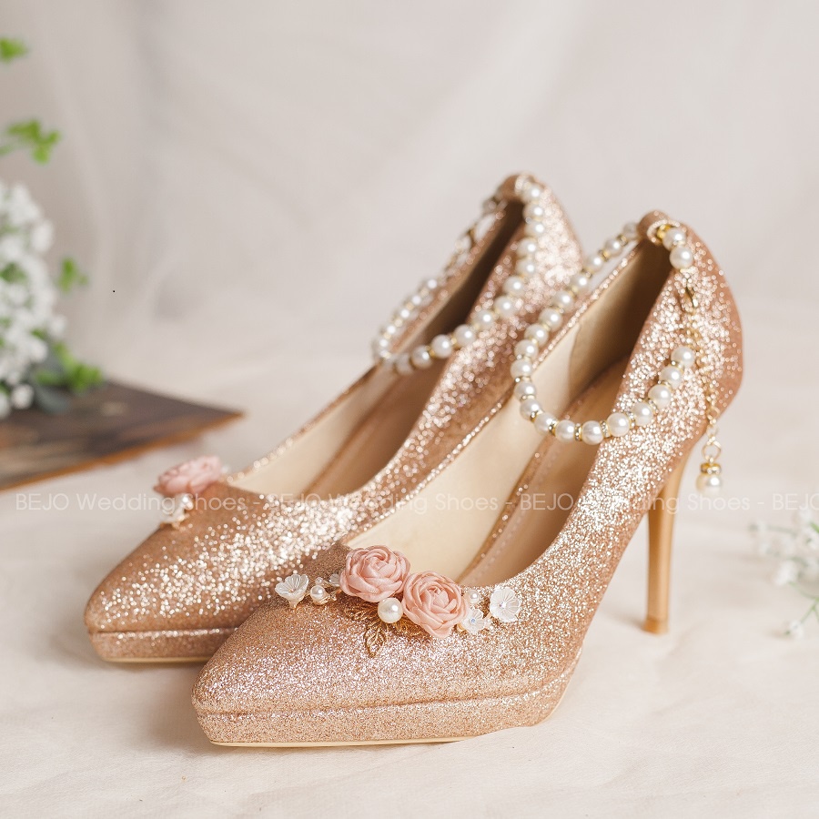 GIÀY CƯỚI CAO CẤP BEJO H94.05.RGOLD.2HOA.BABY VCC