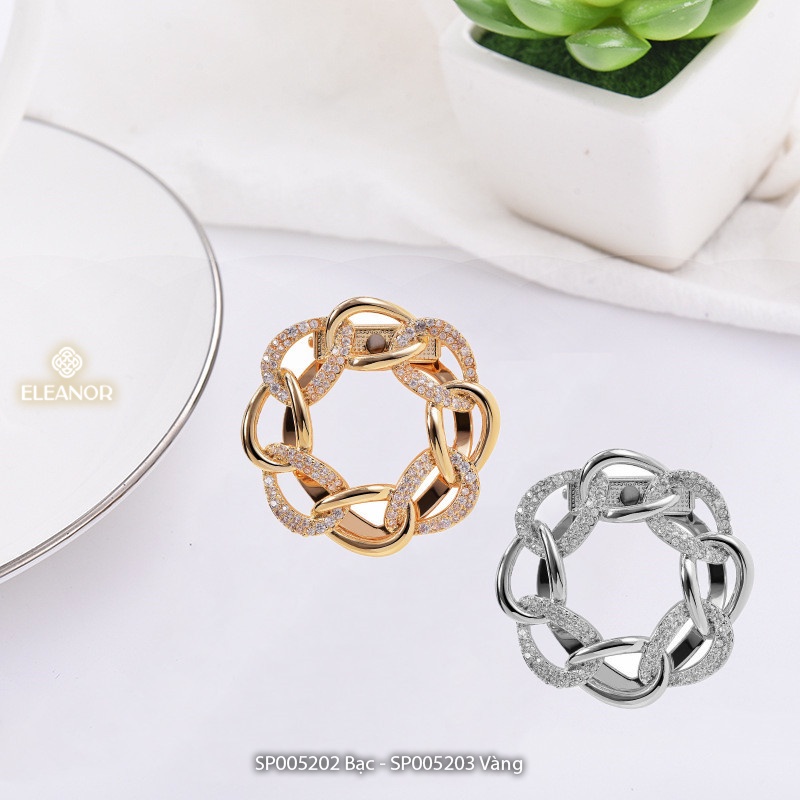 Khuy cài khăn Eleanor Accessories mắt xích đính đá phụ kiện thời trang hot trend 5202