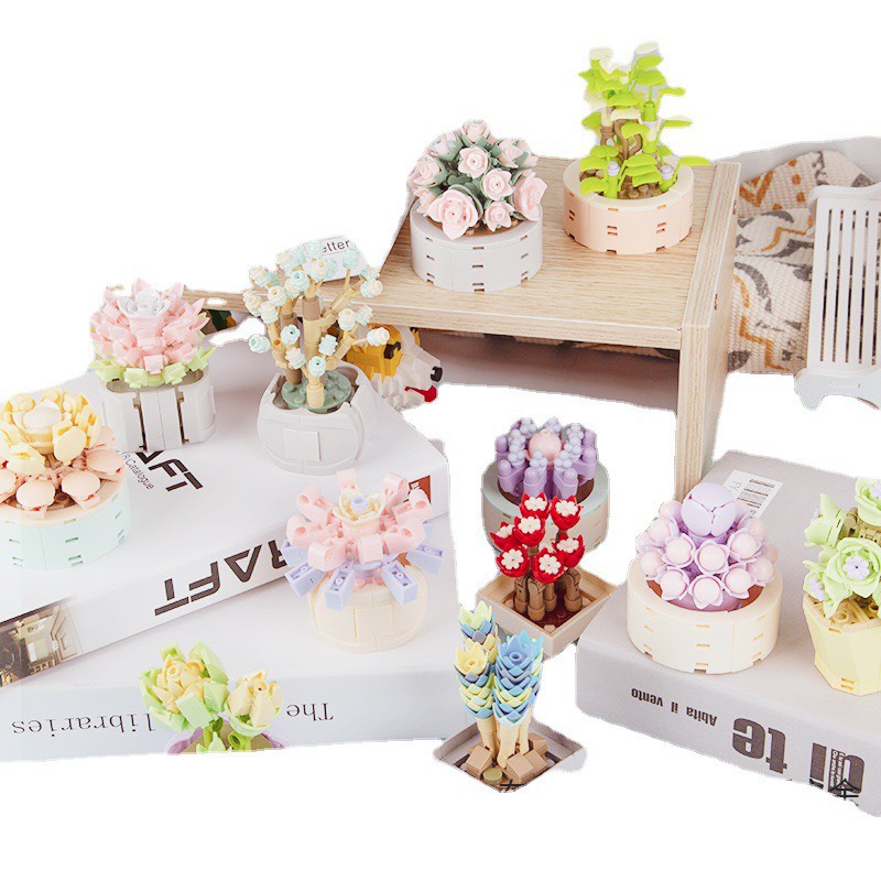 Bộ Đồ Chơi Lắp Ráp Đồ trang trí DIY AnAn Chậu Hoa Sen Đá cây mini cute đáng yêu dễ lắp