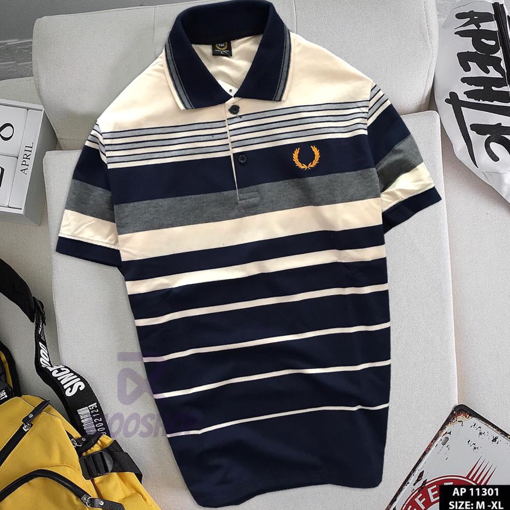 Áo thun nam trung niên, áo phông nam polo kẻ sọc ngang trung niên đẹp, cotton, form rộng riooshop RCP008