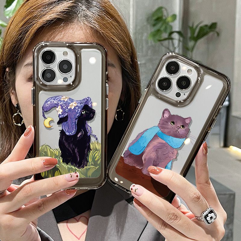 Ốp Điện Thoại TPU Silicon Mềm Trong Suốt Chống Sốc Hình Mèo Cho IPhone 14 11 13 12 Pro XS Max XR X 8 7 6S Plus