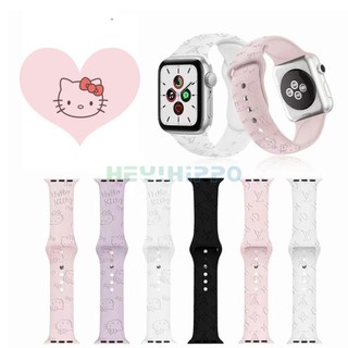 Dây Đeo Silicon Họa Tiết Mèo kitty Nổi Dễ Thương Cho Đồng Hồ Thông Minh iwatch 45 / 44 / 42 / 41 / 40 / 3 8 / 7 / 6 / SE / 5 / 40 / 38mm