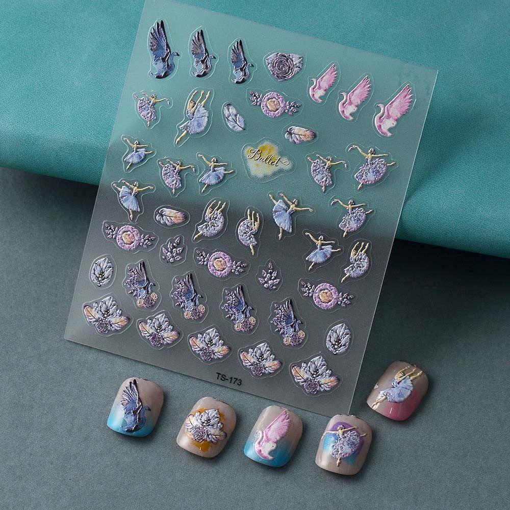 LOMBARD Nhãn Dán Trang Trí Móng Tay Tự Dính Hình Công Chúa Và Nơ Xinh Xắn