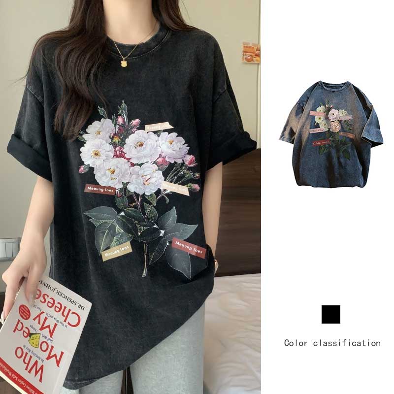 Áo Thun NgắN Tay In Hoa MùA Hè MớI