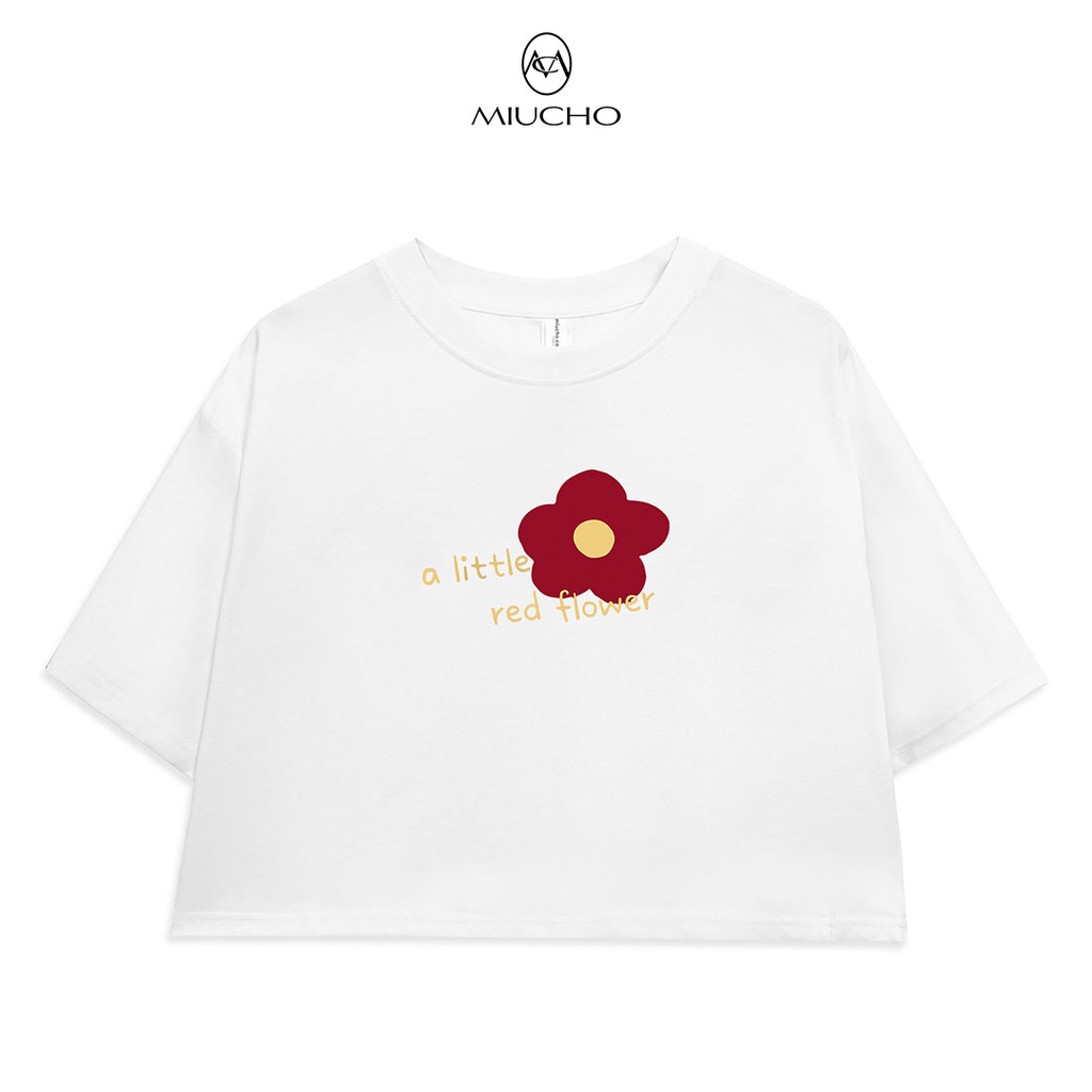 Áo croptop nữ tay ngắn cổ tròn vải thun cotton kiểu hàn quốc CR063 Miucho in hoạ tiết