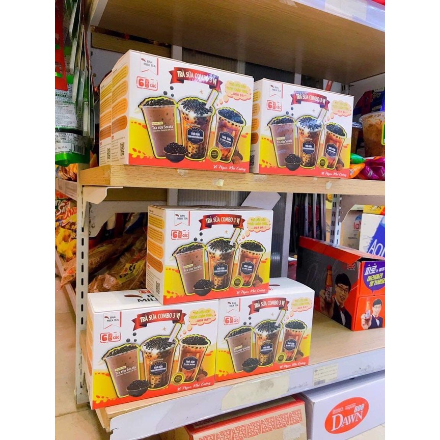 1 Hộp 8 Gói  Trà Sữa Trân Châu Đường Đen Tự Pha