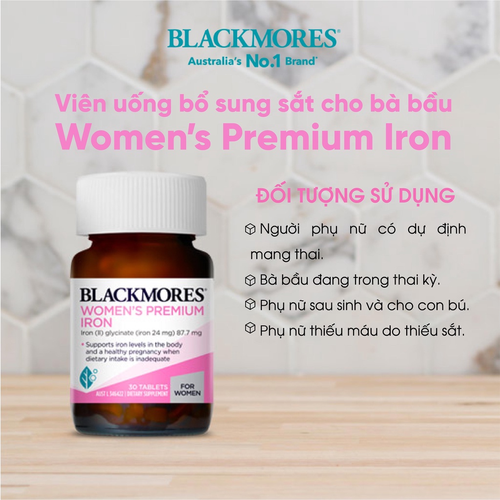 Viên uống bổ sung sắt cho bà bầu Pregnancy Iron Blackmores Úc 30 viên