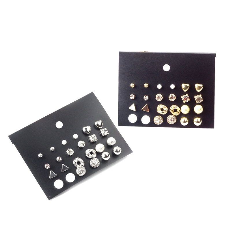 Set 12 Đôi Khuyên Tai Mạ Vàng Đính Đá Và Ngọc Trai Nhân Tạo Thời Trang