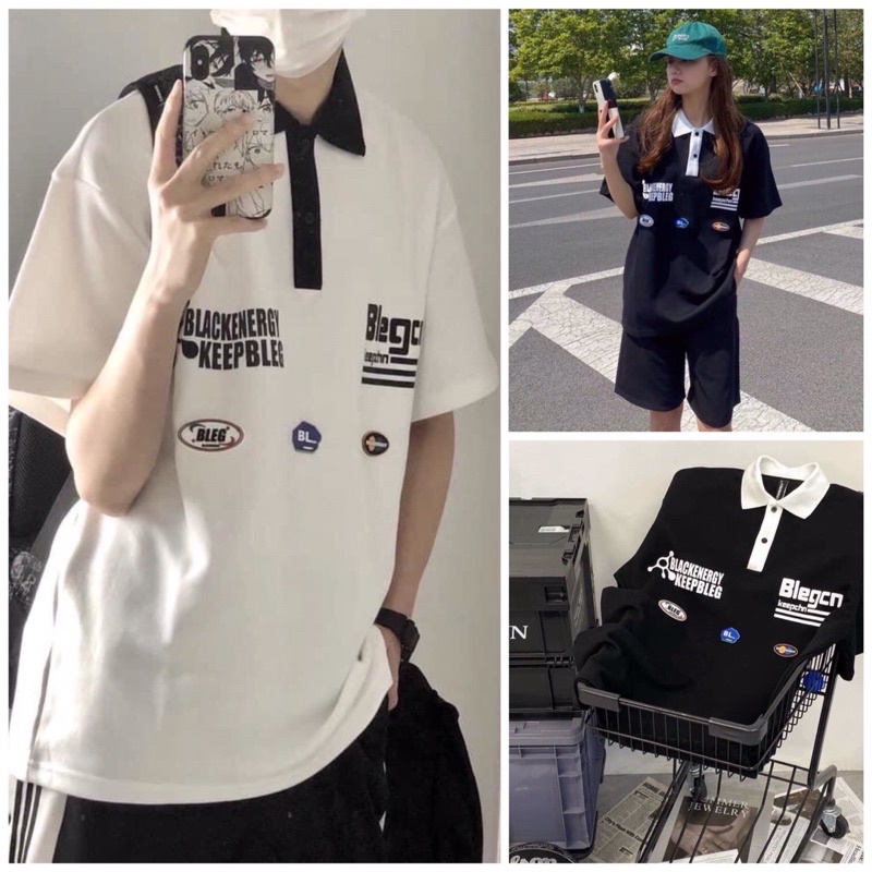 Áo Thun Polo Unisex B.L.E.N.G Tay Lỡ Form Rộng ❣️ Áo Thun Cổ Bẻ Chất Liệu Da Cá Sấu Mềm_Mát_Trẻ Trung_Năng Động