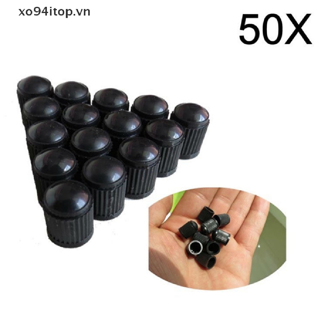 Set 50 Nắp Van Bánh Xe Hơi / Xe Tải Bằng Nhựa Màu Đen Chống Bụi