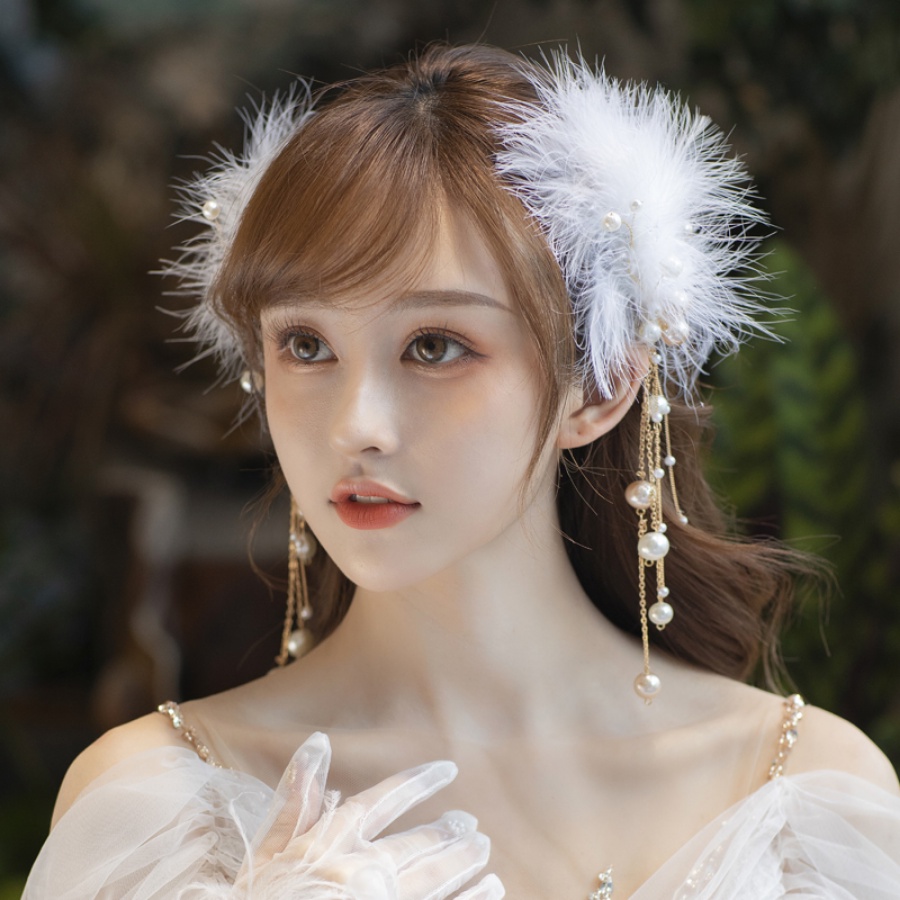 Set 2 Kẹp Tóc Hình Lông Vũ Thời Trang Hàn Quốc