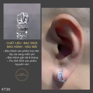 Khuyên tai bạc Nam Nữ - Khuyên tai tròn bạc S950 Chuẩn Bạc