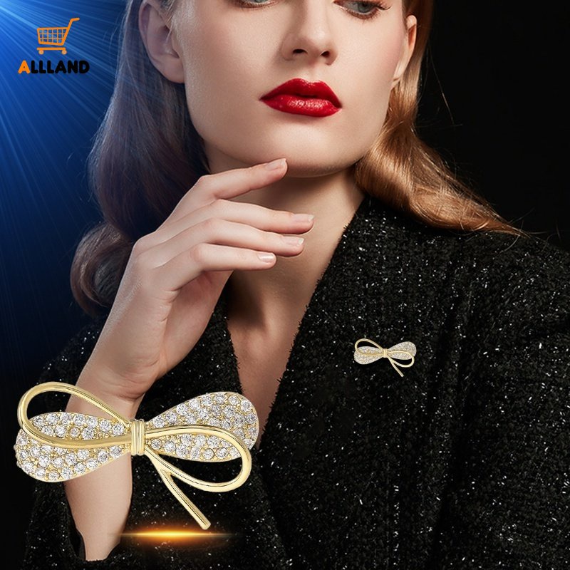 Ghim Cài Áo Hình Nơ Đính Pha Lê Thanh Lịch Cho Nữ