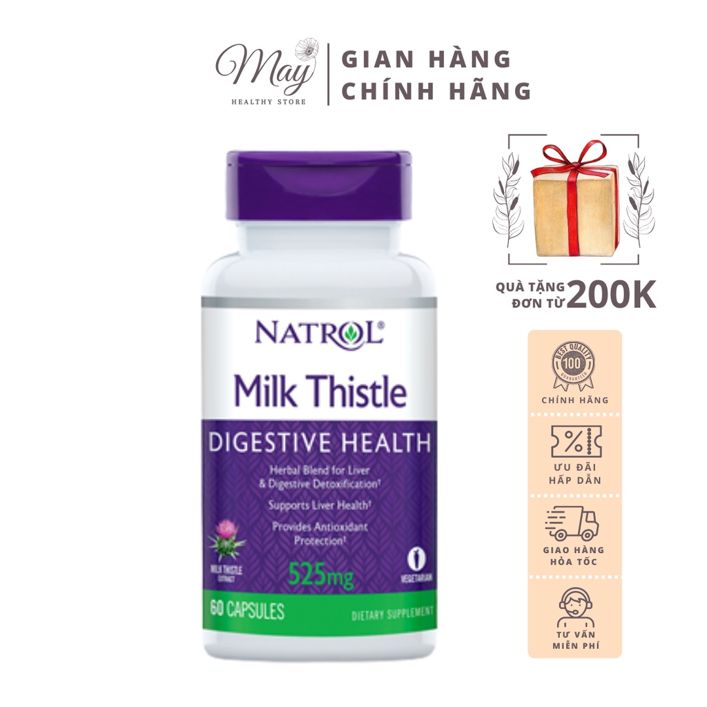 Viên Uống Giải Độc Gan Natrol Milk Thistle 525mg (Lọ 60 Viên)