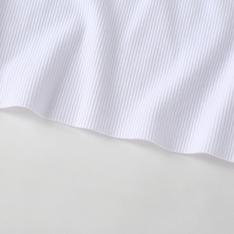 Áo Croptop Dệt Kim Sát Nách Cổ Tròn In Chữ Thời Trang Mùa Hè Cho Nữ