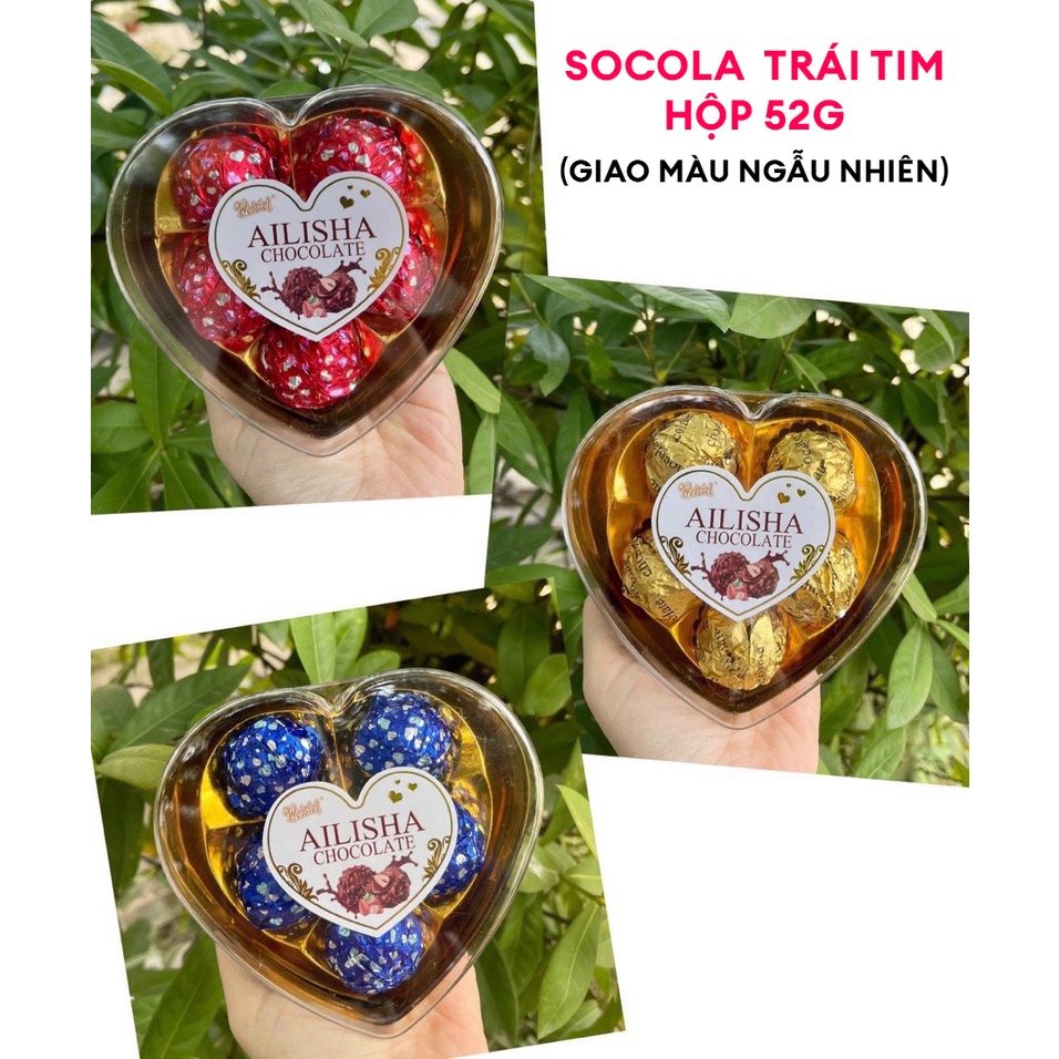 Socola trái tim hạnh nhân sữa Ailisha hộp 52g, 32g Thanh Trúc Foods