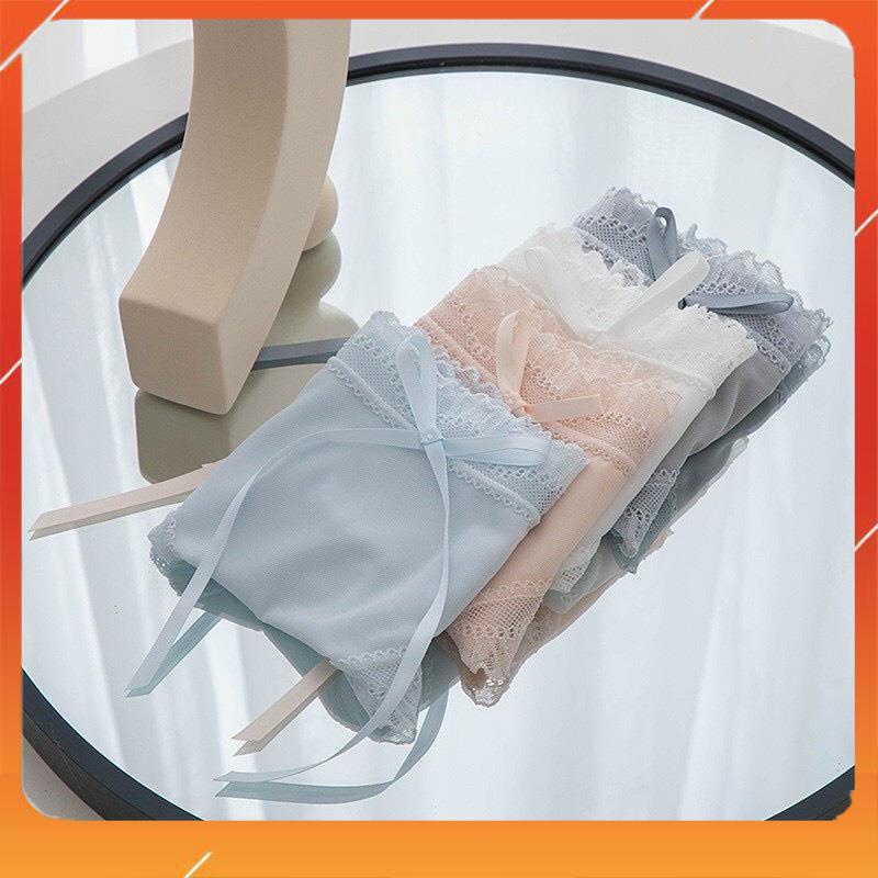 Quần lót nữ kháng khuẩn cạp cao nâng mông phối nơ chất liệu ren cao cấp Q2341