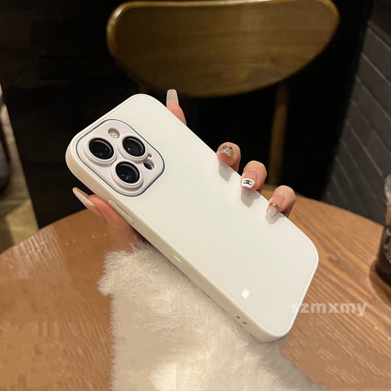 Ốp Điện Thoại Kính Cường Lực Viền Silicon Vuông Chống Sốc Cao Cấp Cho IPhone 14 12 13 Pro Max 14Plus