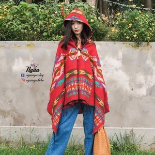Order - Áo choàng có mũ thổ cẩm Vintage ( Có ảnh thật )
