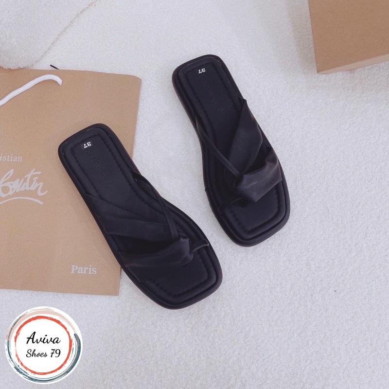 Dép bánh mì xốp bọc kẹp quai chéo xoán siêu xinh hót 2023