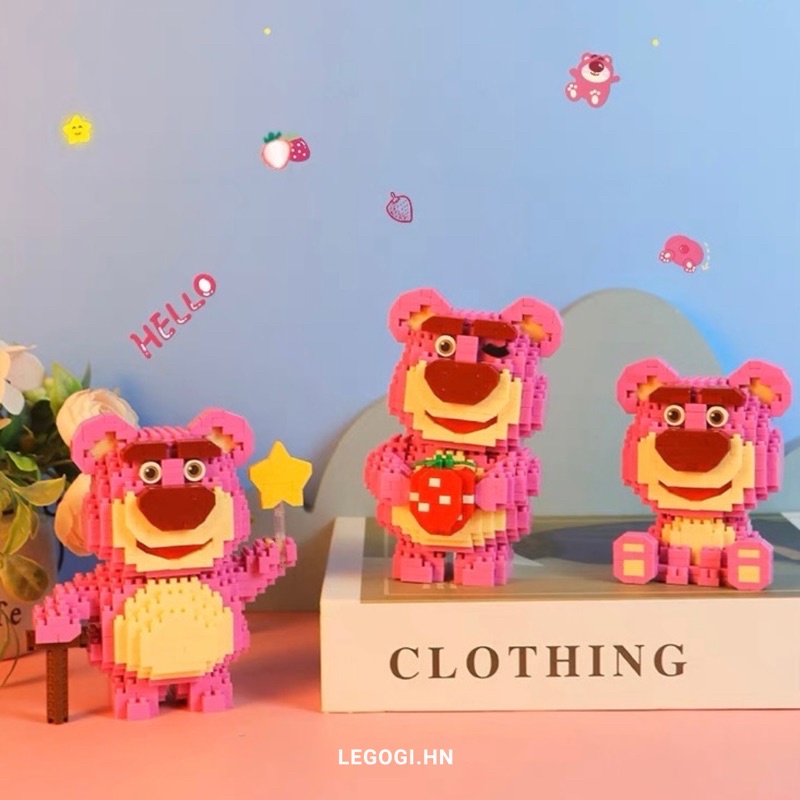 Đồ chơi xếp hình Legogi GẤU LOTSO NHỎ mô hình trang trí bàn học bàn làm việc quà tặng sinh nhật quà tặng bạn gái