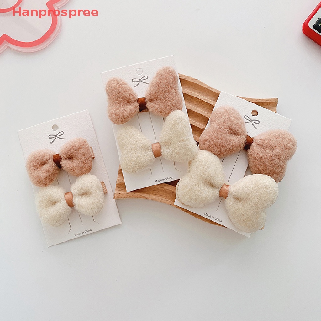 Bộ 2 Kẹp Tóc Nơ Bằng Vải Bông Mềm Mại Dễ Thương Cho Bé Gái