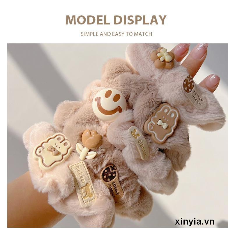 Dây Cột Tóc Màu Nâu Nhạt Hình Gấu Dễ Thương Cho Nữ