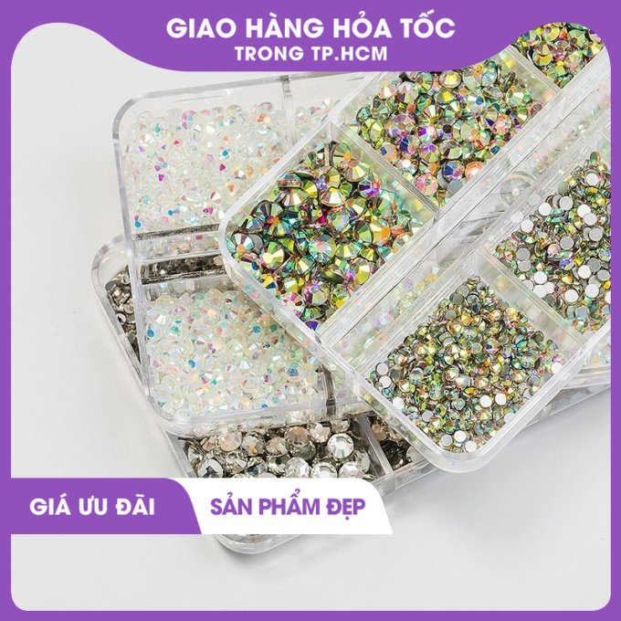 Khay đá kim cương đính móng tay đủ size siêu sáng 1155