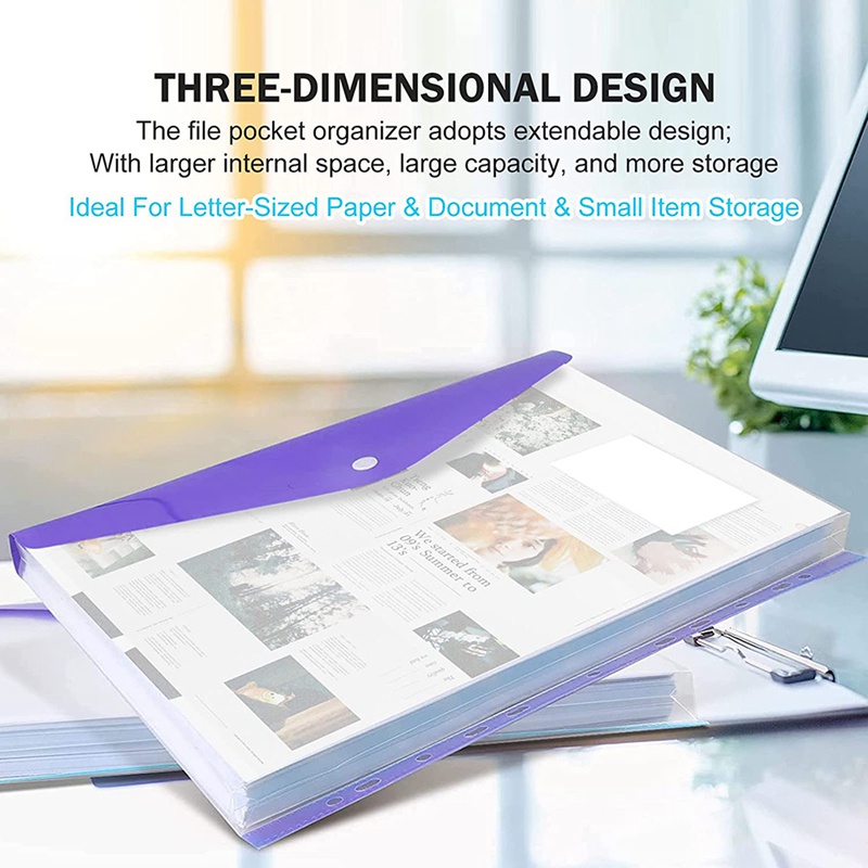 Bộ 12 Túi Đựng Tài Liệu 2 / 3 / 4 Vòng Nhựa 11 Lỗ Có Thể Mở Rộng