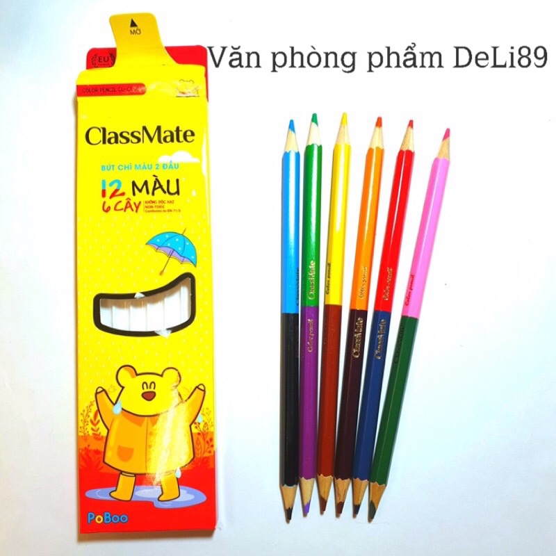 Bút Chì Màu 2 Đầu Classmate Artmate AM-CL301 AM-CL302 AM-CL303 Chất Liệu Cao Cấp An Toàn Cho Bé Tập Tô
