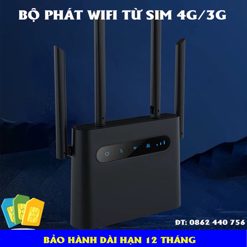 Cục phát wifi 4G, Bộ phát wifi 4G phát wifi từ sim MK1200 4 ăng ten, có 2 cổng LAN ra | BigBuy360 - bigbuy360.vn