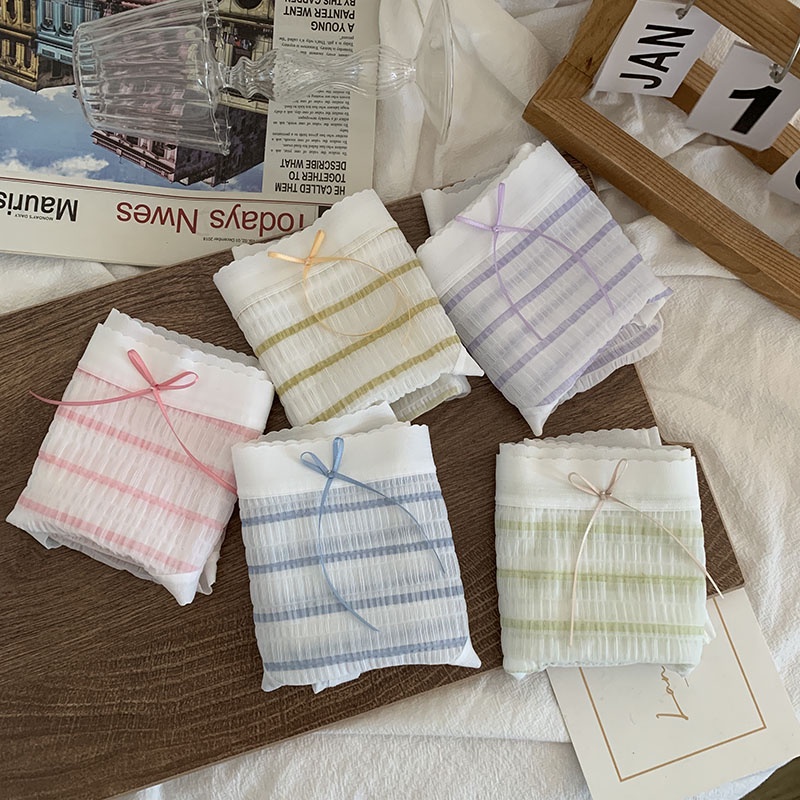 Cutebyte Quần Lót Ren Mềm Mại Co Giãn Thoáng Khí In Họa Tiết Cầu Vồng Tương Phản Kiểu Nhật Bản Dễ Thương Cho Nữ L-XL