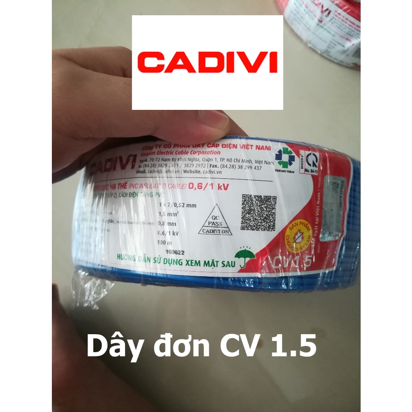 1 Mét Dây điện đơn CADIVI mềm ruột đồng CV 1.5, 2.5, 3.5 bọc nhựa PVC an toàn