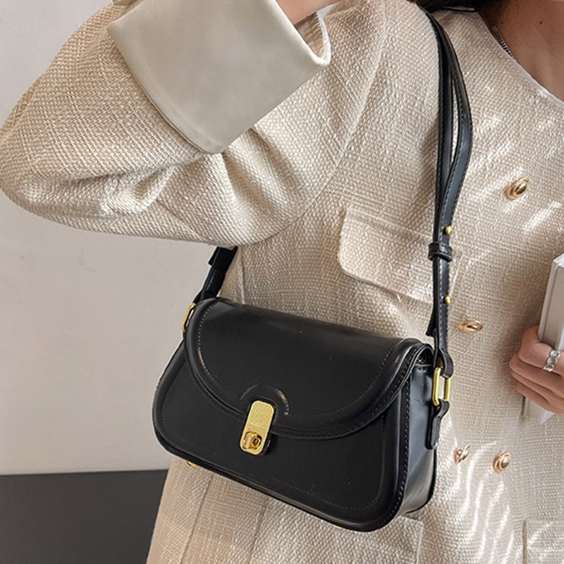 Túi Đeo Chéo Màu Trơn Phong Cách Retro Thời Trang Cho Nữ