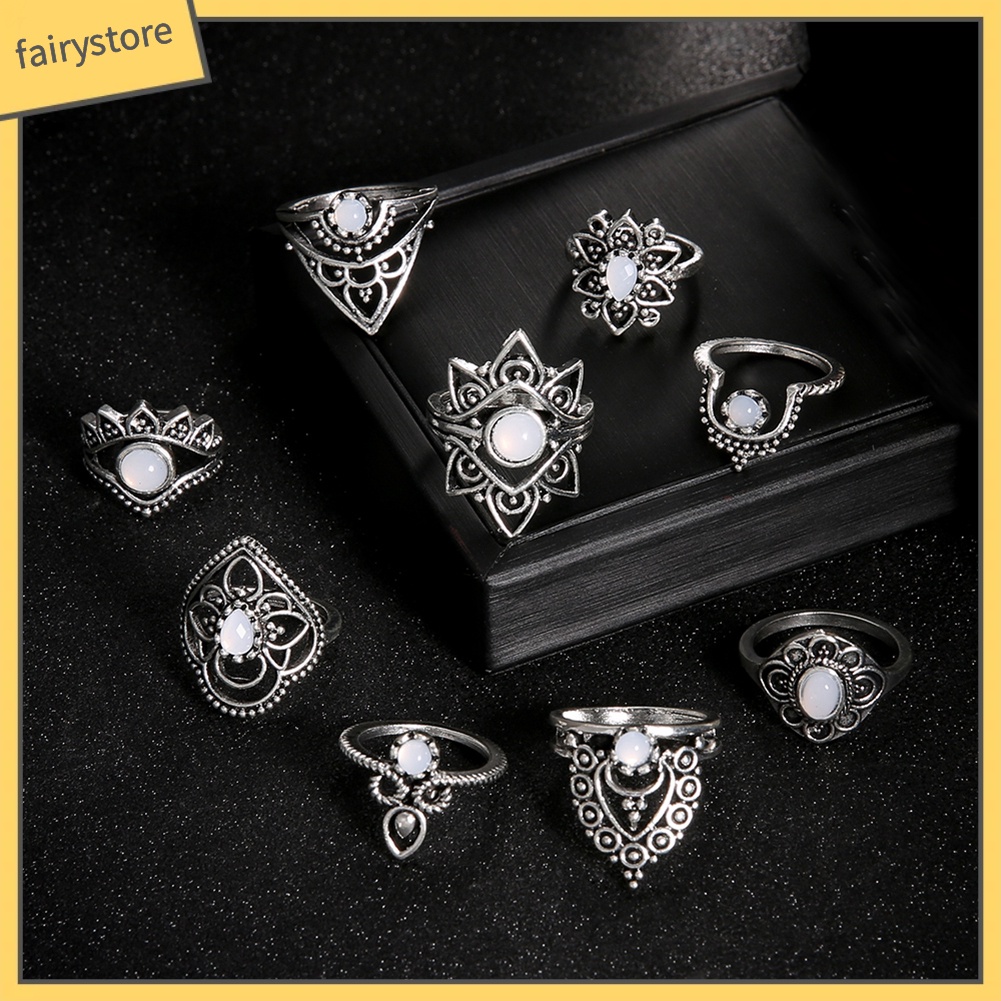 Set 1 / 9 Chiếc Nhẫn Thời Trang Retro Cho Nữ