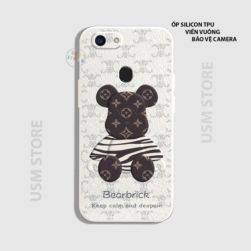Ốp lưng OPPO F5 / F5 Youth / A75 / A79, viền vuông bảo vệ camera, chất TPU, in hình Bearbick
