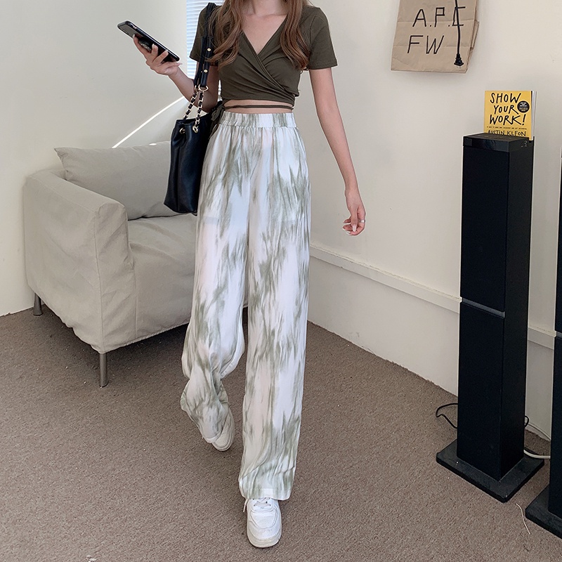 Quần Ống Rộng Lưng Cao Nhuộm Màu Thời Trang Mùa Hè Cho Bé