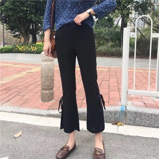 Quần âu loe xẻ ống thắt nơ Ulzzang