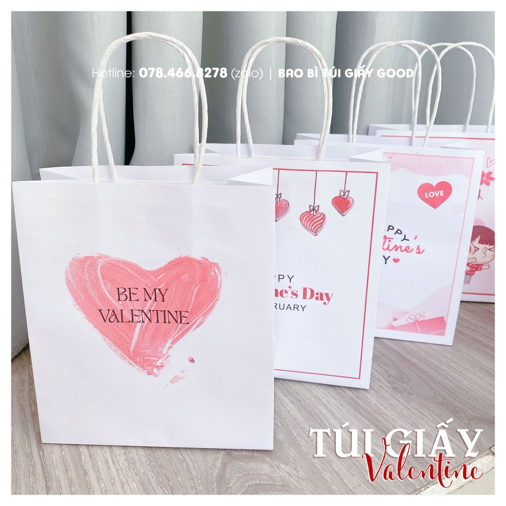 Túi giấy kraft in sẵn đựng quà, dùng đựng socola, quà tặng cho người yêu thương