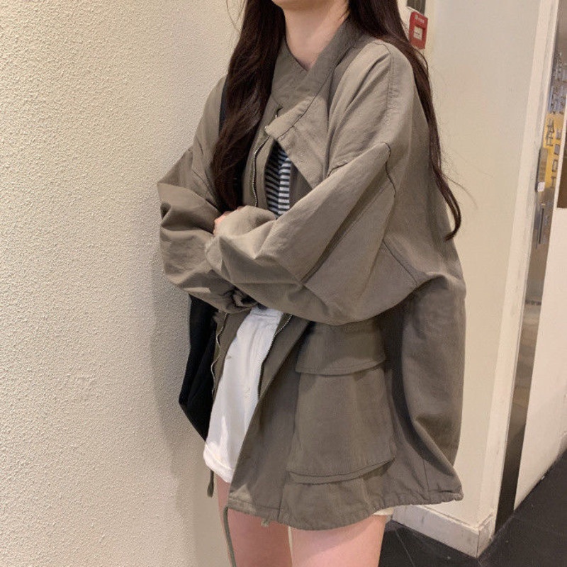 Áo Khoác Bóng Chày Tay Dài Phong Cách Hàn Quốc Cho Nữ