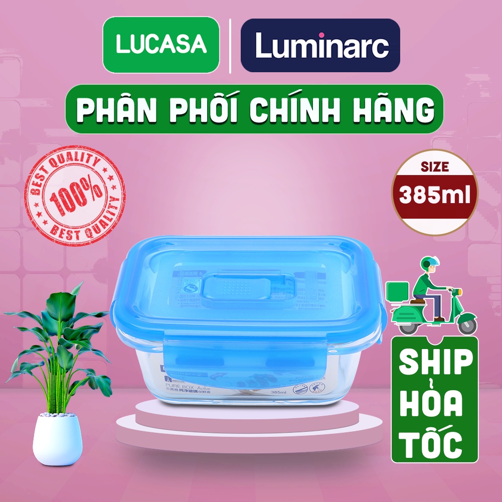 Hộp Thuỷ Tinh Luminarc Pure Active Chữ Nhật 385ml - L1958 | Phân Phối Chính Hãng